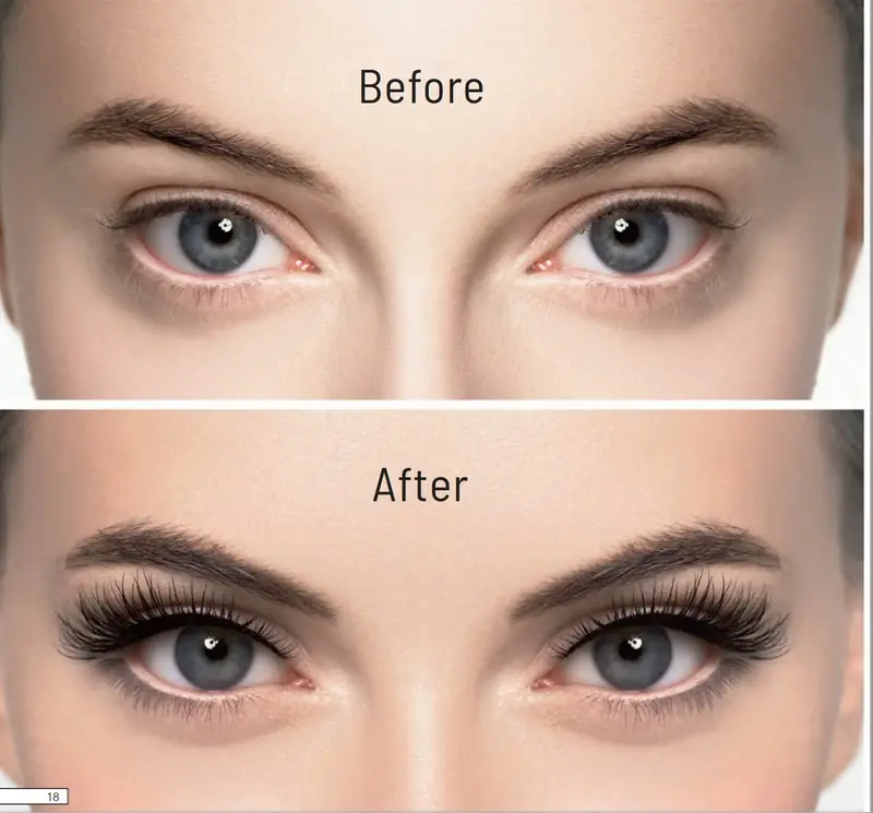 Antes y después de aplicar Zen Mascara - Transformación de pestañas